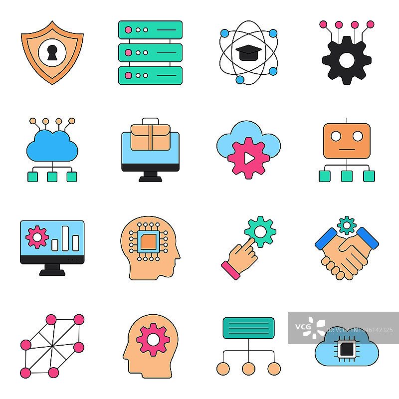 网络扁平图标包图片素材