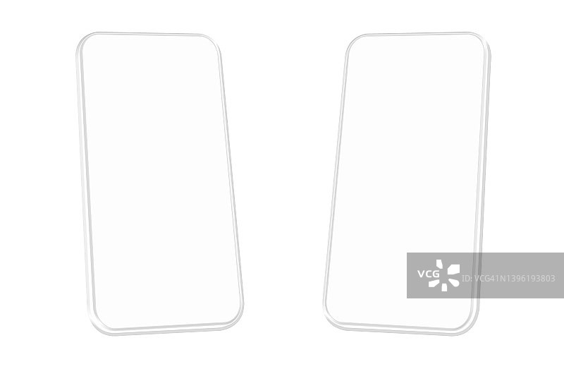 白色智能手机模型，空白屏幕，白色背景侧视图图片素材