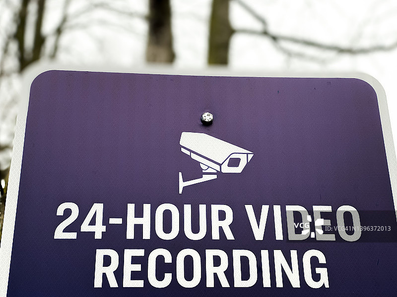 警告：24小时视频监控录像标志图片素材