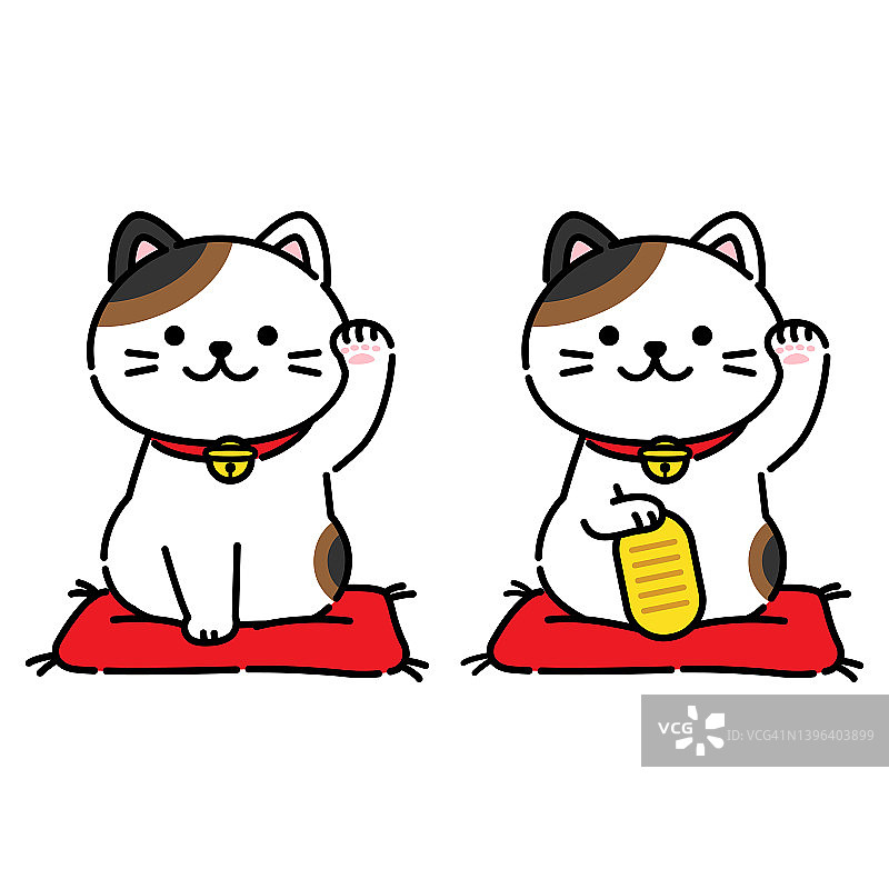 圆眼招财猫插画图片素材