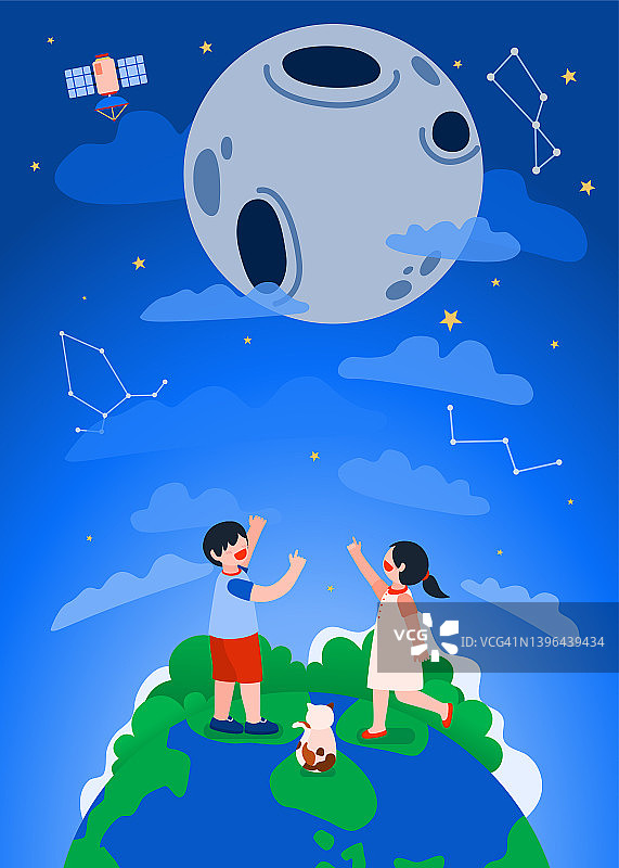 卡通人物矢量插画：可爱的孩子们在阅读、学习和发现新事物图片素材