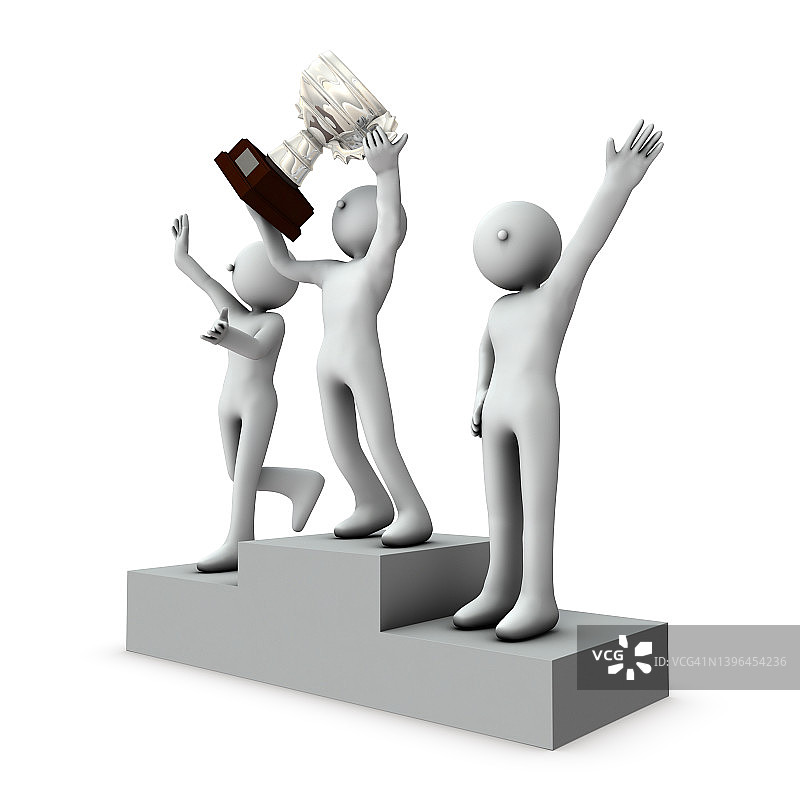 对领奖台感到满意的获胜者图片素材