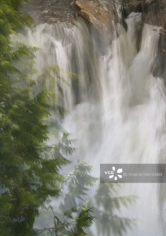 库特奈野生动物保护区默特尔瀑布双重曝光动态模糊图片素材