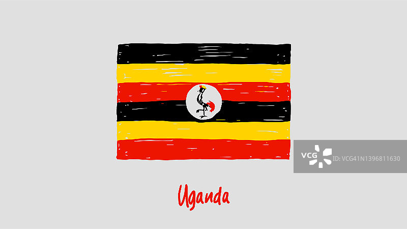 乌干达国旗标记或铅笔素描插画矢量图图片素材