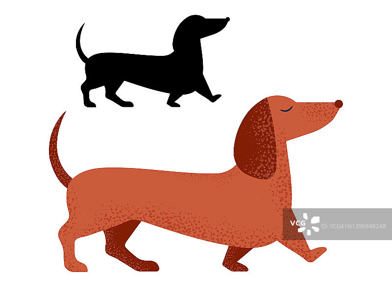 卡通和轮廓腊肠犬品种图片素材
