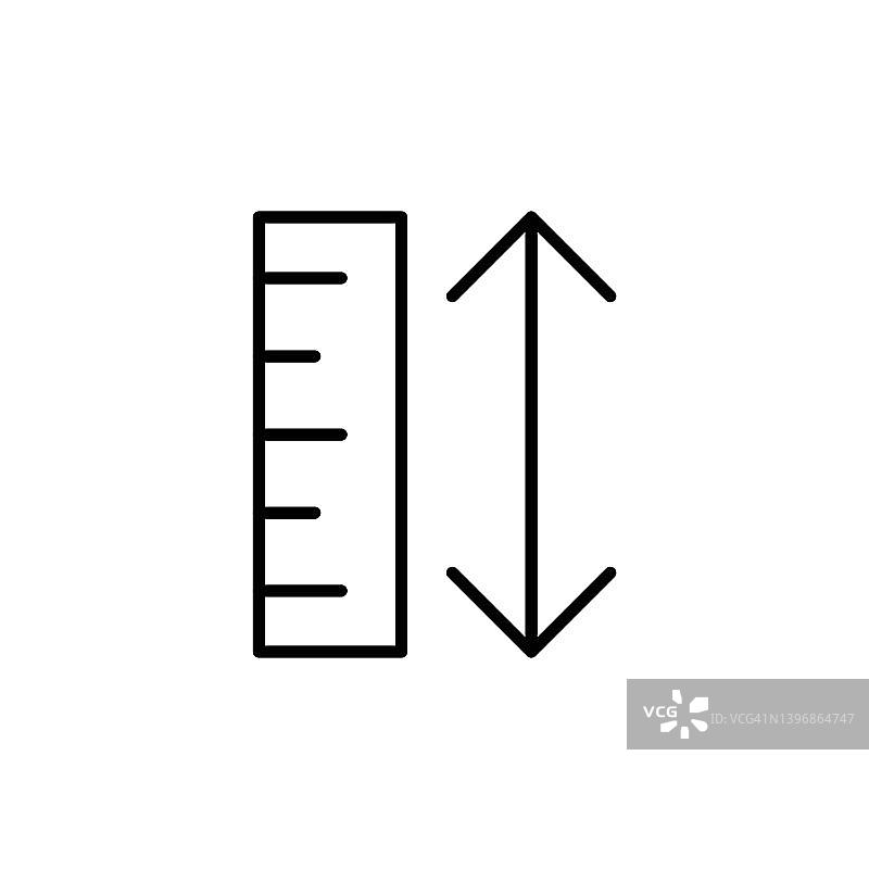 带箭头的黑色线条图标：测量宽度、距离、尺寸、面积或大小图片素材