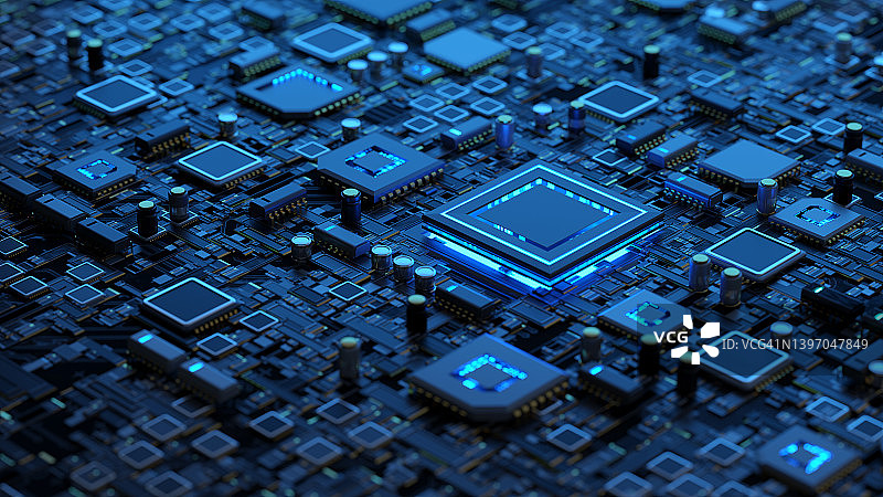 带有微芯片的抽象电路板图片素材