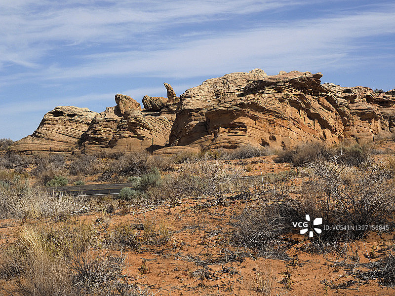 亚利桑那州佩吉市水坑峡谷受侵蚀的砂岩图片素材