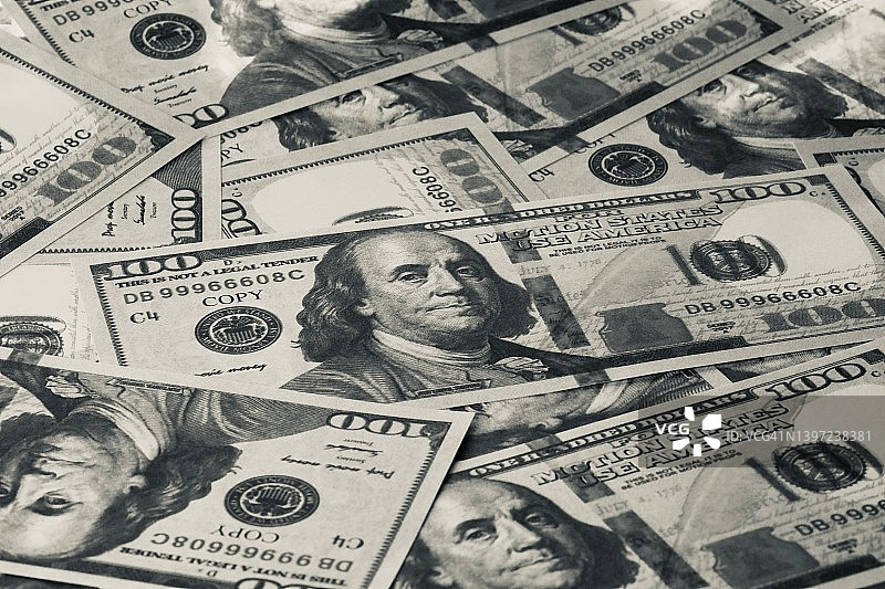 一百美元富兰克林钞票特写图片素材
