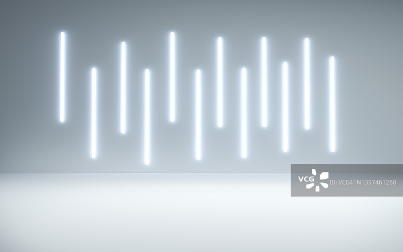 未来主义的空房间，3D渲染图片素材