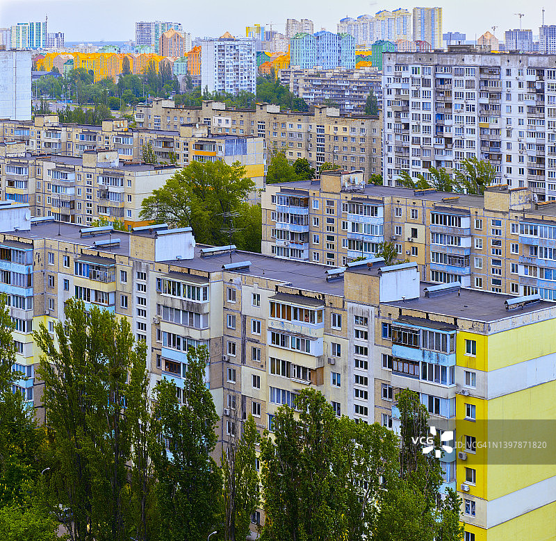 基辅市住宅区的苏联风格建筑图片素材