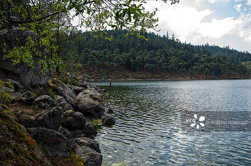 伊图尔维德水坝，拉斯卡诺阿斯，圣地亚哥特拉扎拉公共财产，墨西哥州伊西德罗法贝拉，墨西哥图片素材