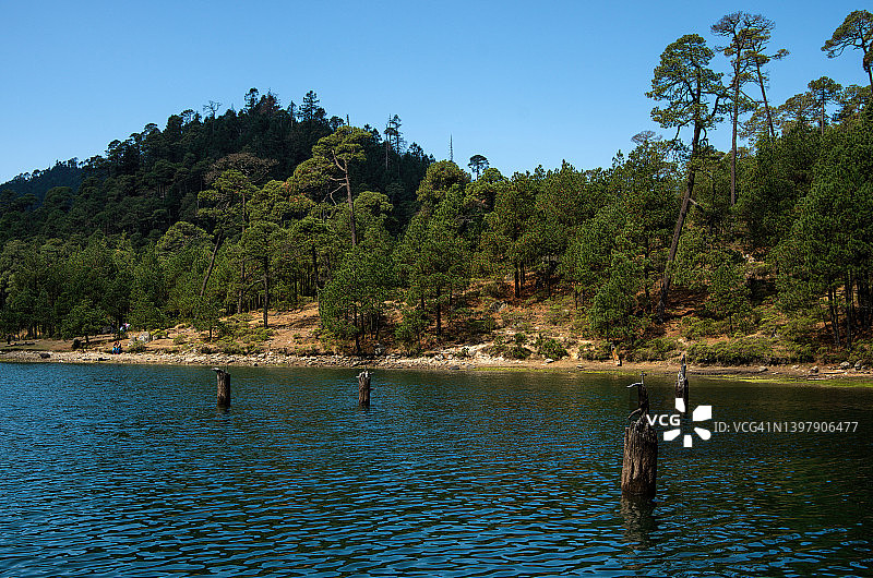 伊图尔维德水坝，拉斯卡诺阿斯，圣地亚哥特拉扎拉公共财产，墨西哥州伊西德罗法贝拉，墨西哥图片素材