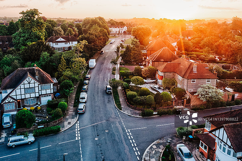 伦敦北部郊区街道鸟瞰图图片素材
