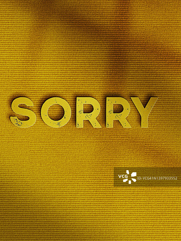 棕色剪纸字母的道歉消息，带有阴影图片素材