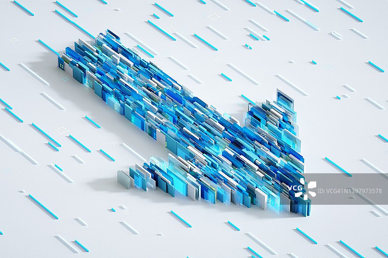 连接成箭头符号的抽象立方体图片素材