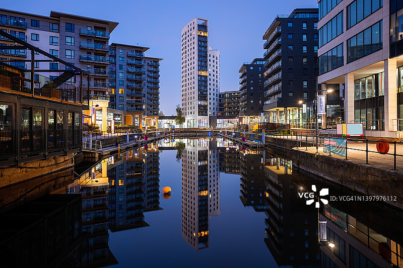 英格兰利兹码头的黎明图片素材