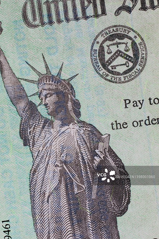 美国财政部经济影响补助支票图片素材