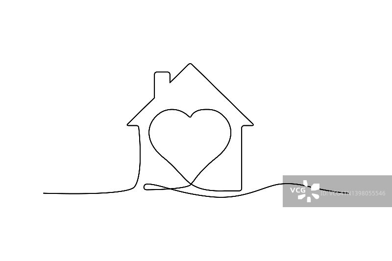 连续细线房屋图标图片素材