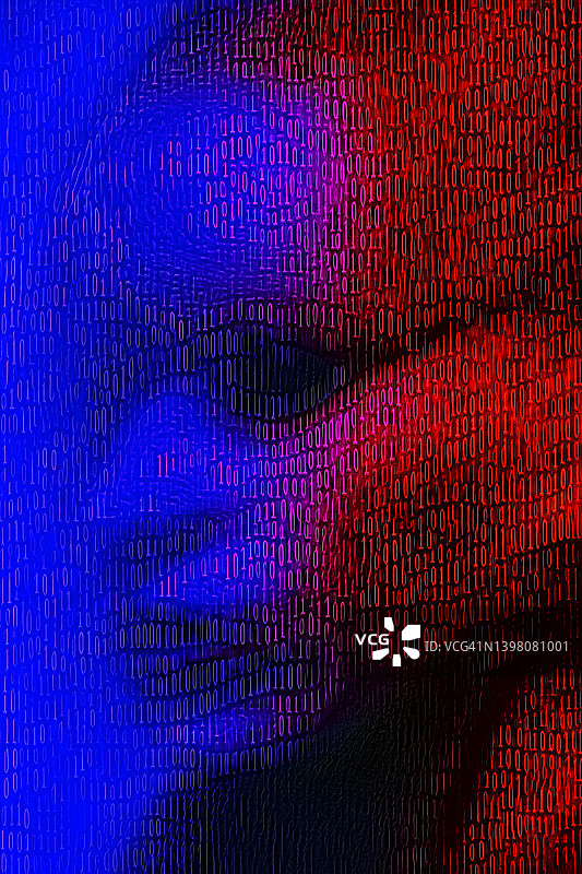 红色和蓝色人头二进制插图图片素材