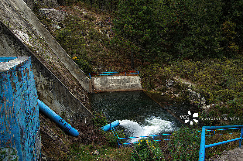 伊图尔维德水坝，拉斯卡诺阿斯，圣地亚哥特拉扎拉公共财产，墨西哥州伊西德罗法贝拉，墨西哥图片素材