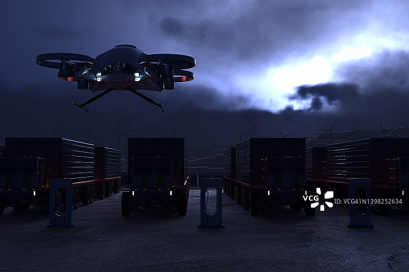 充电站中的eVTOL物流图片素材