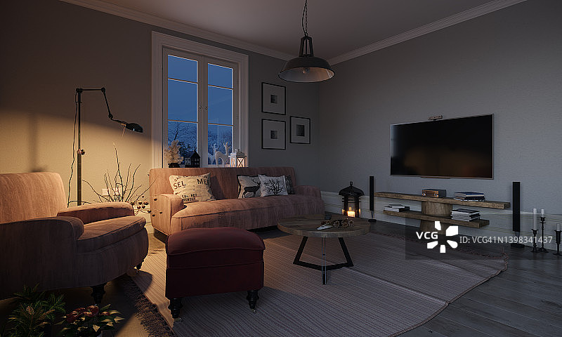 斯堪的纳维亚风格客厅内饰图片素材