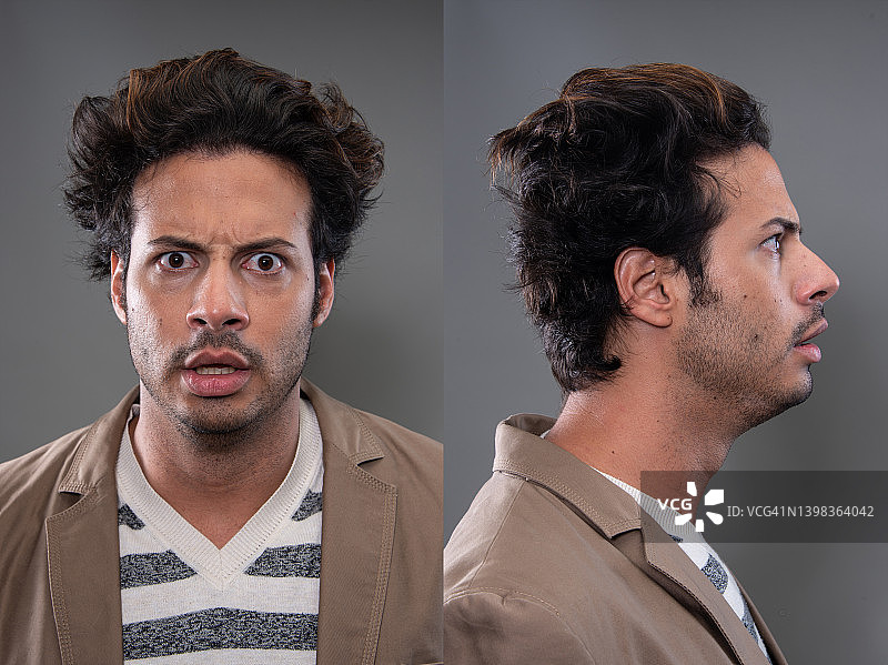 中年男人正面和侧面照片图片素材