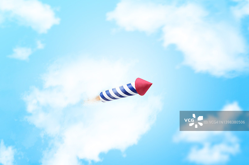 极简火箭穿梭云层图片素材