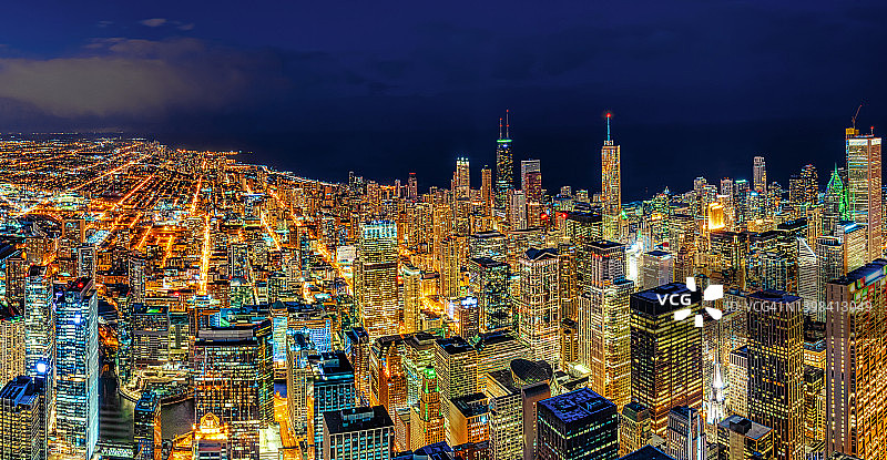 芝加哥黄昏天际线全景图片素材