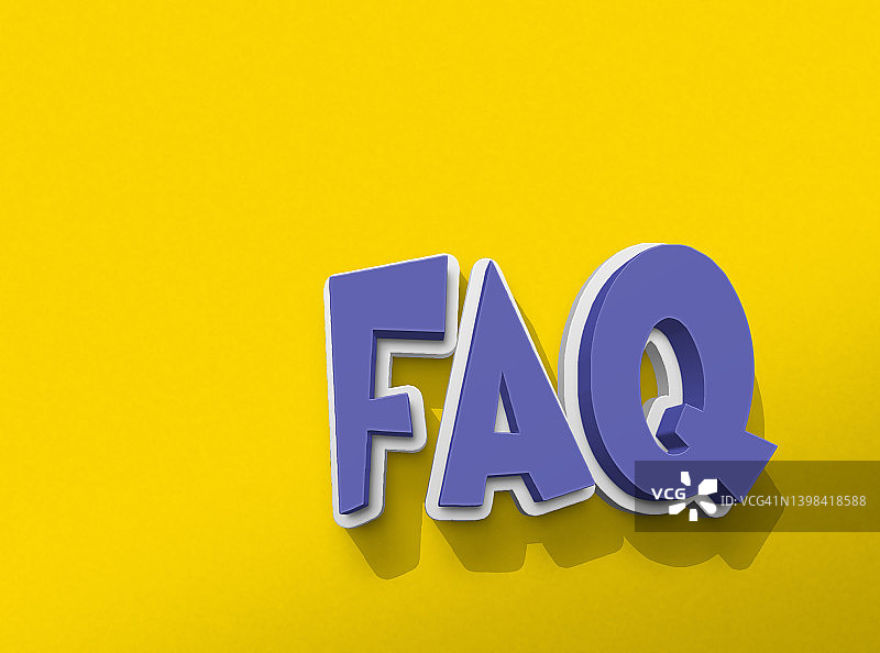 3D字母常见问题解答。黄色背景图片素材