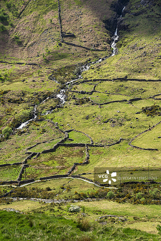 斯诺多尼亚北威尔士的石墙图案图片素材