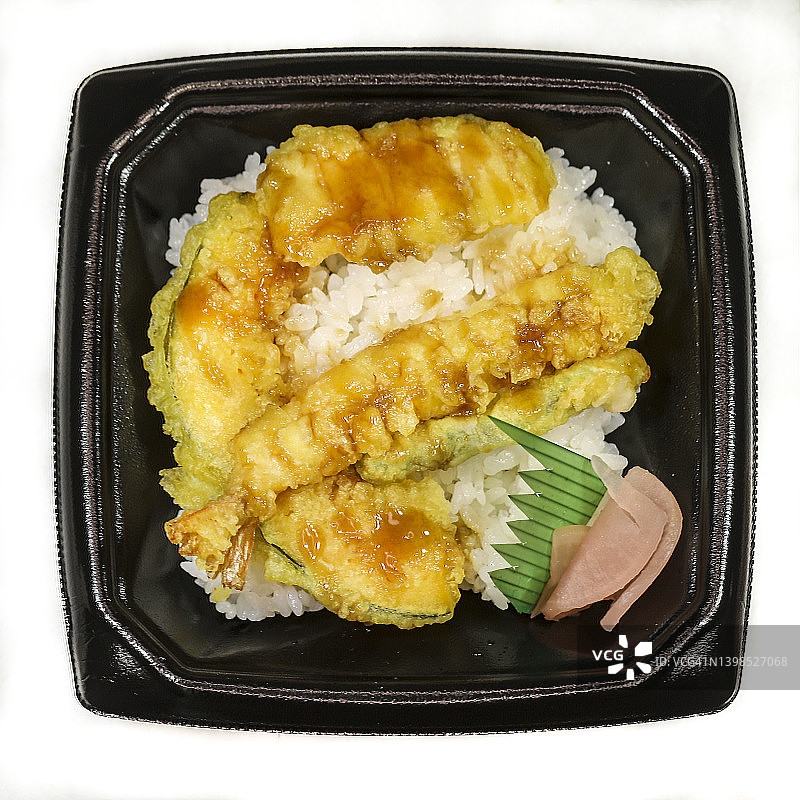 天丼：小型天妇罗盖饭便当图片素材