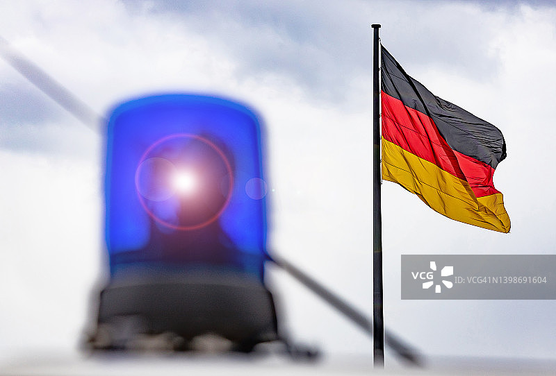 带有德国国旗的警灯图片素材