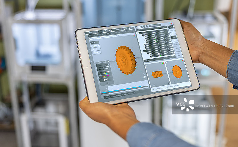 创意办公室待打印的3D设计特写图片素材