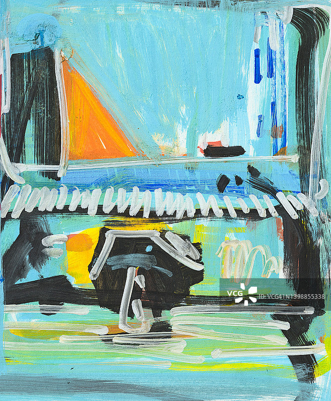 油漆绘制的城市空间抽象插画图片素材