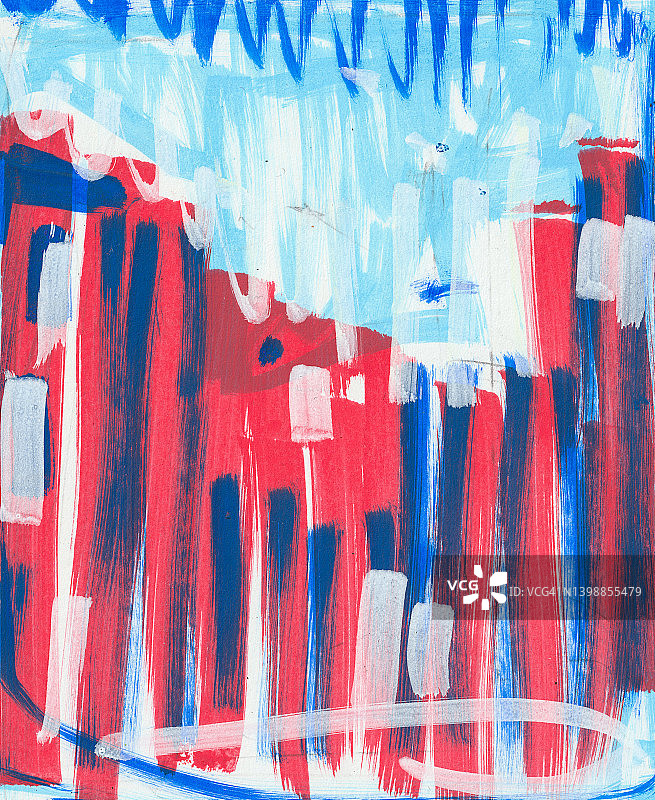 油漆绘制的城市空间抽象插画图片素材