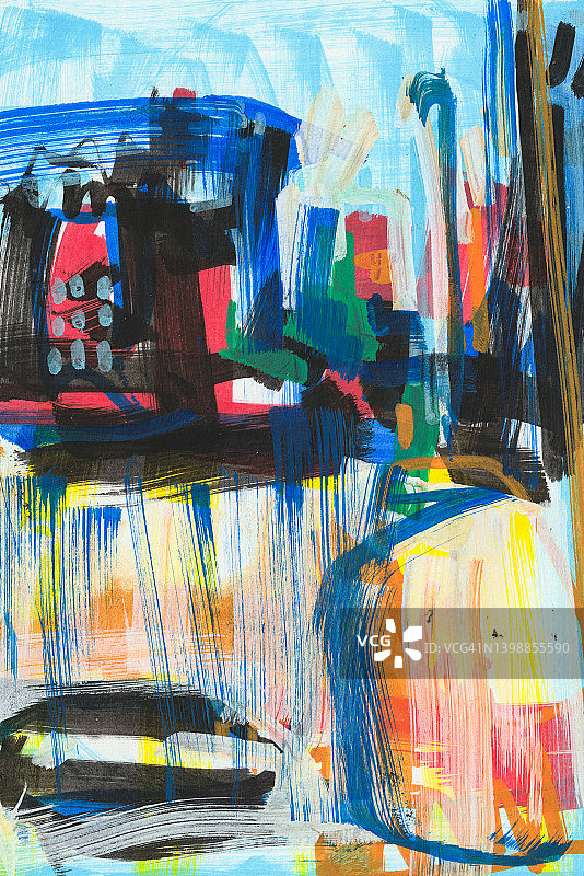 油漆绘制的城市空间抽象插画图片素材