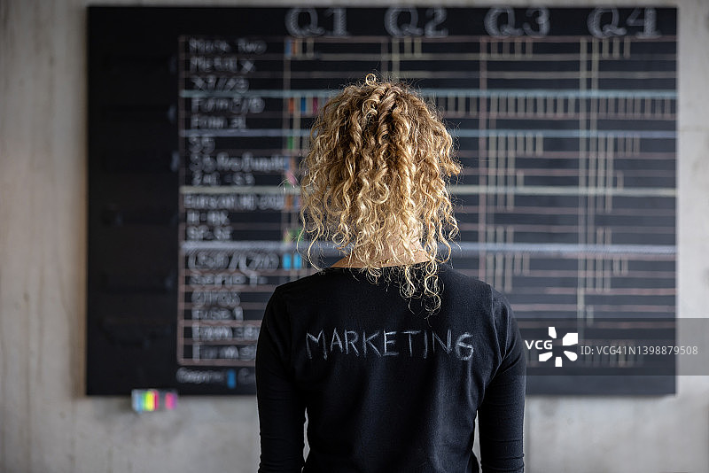 商务女人在办公室查看年度营销计划图片素材