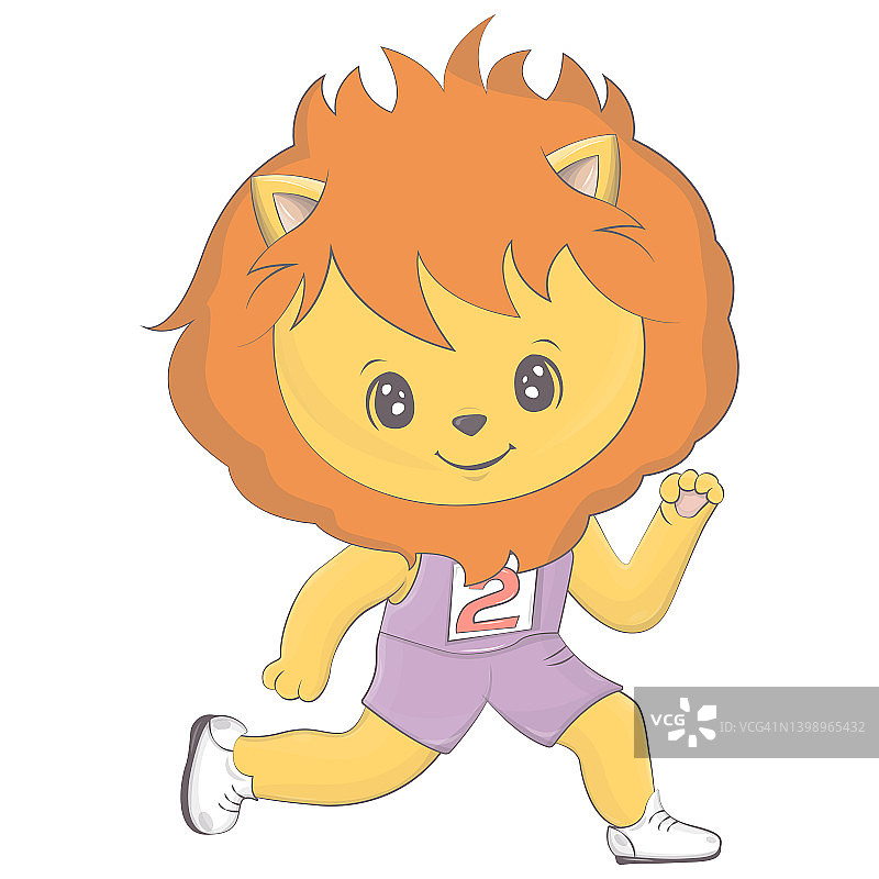 可爱的田径狮子插画图片素材