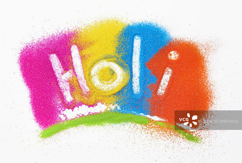 带有Holi字样的彩色粉末图片素材
