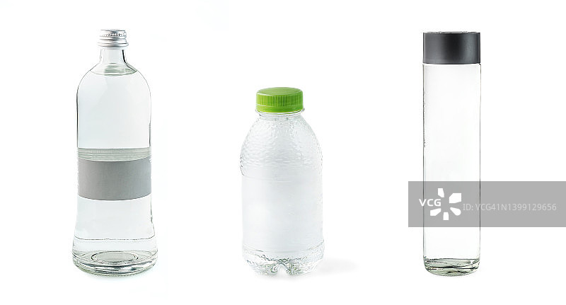 多种塑料和玻璃瓶装矿泉水素材图片素材