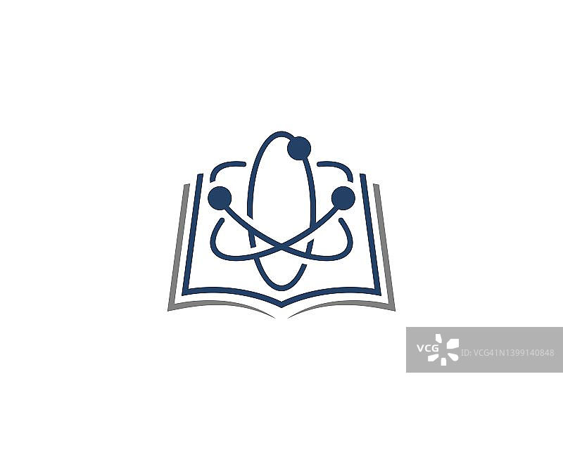 书本页面和中间的科学符号图片素材