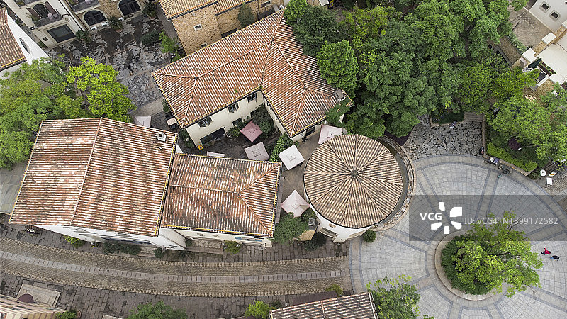 成都欧洲建筑群的航拍照片图片素材