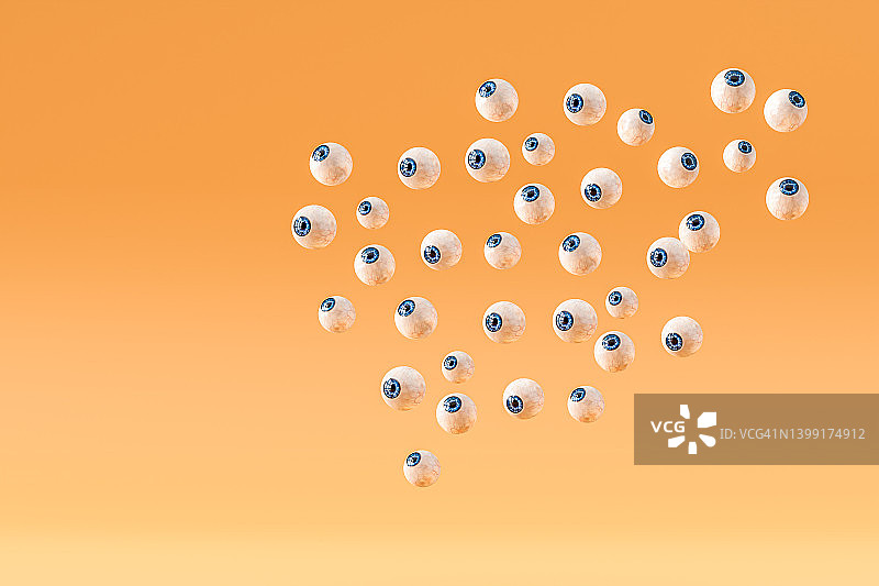 电脑生成的蓝色瞳孔人眼图像，3D渲染图片素材