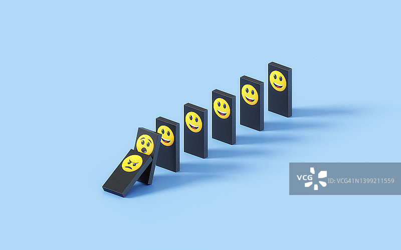 快乐的表情符号被愤怒的表情符号击倒图片素材