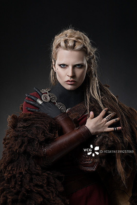 美丽的金色梦幻维京女子肖像图片素材