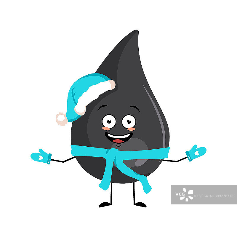 戴圣诞帽的汽油拟人，卡通矢量图图片素材