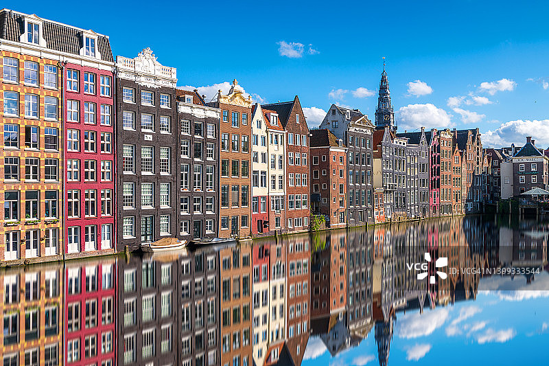 阿姆斯特丹运河房屋倒影图片素材