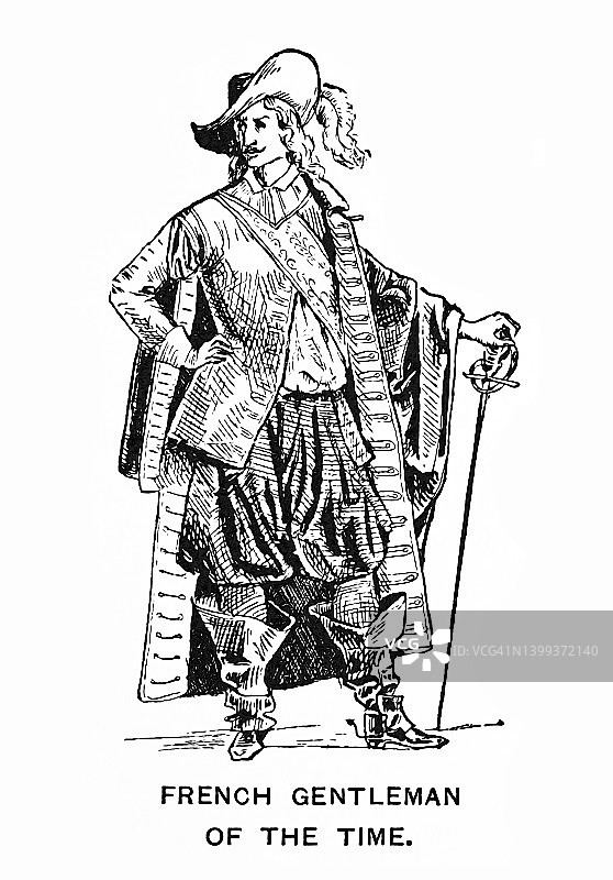 法国绅士的古老版画插图图片素材